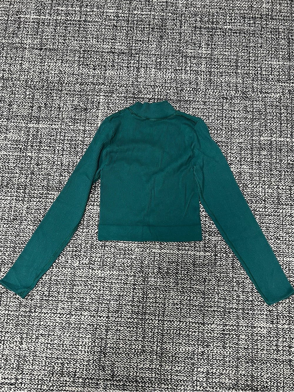 Urban Outfitters Teal Ribbed Mockneck Long Sleeve Top